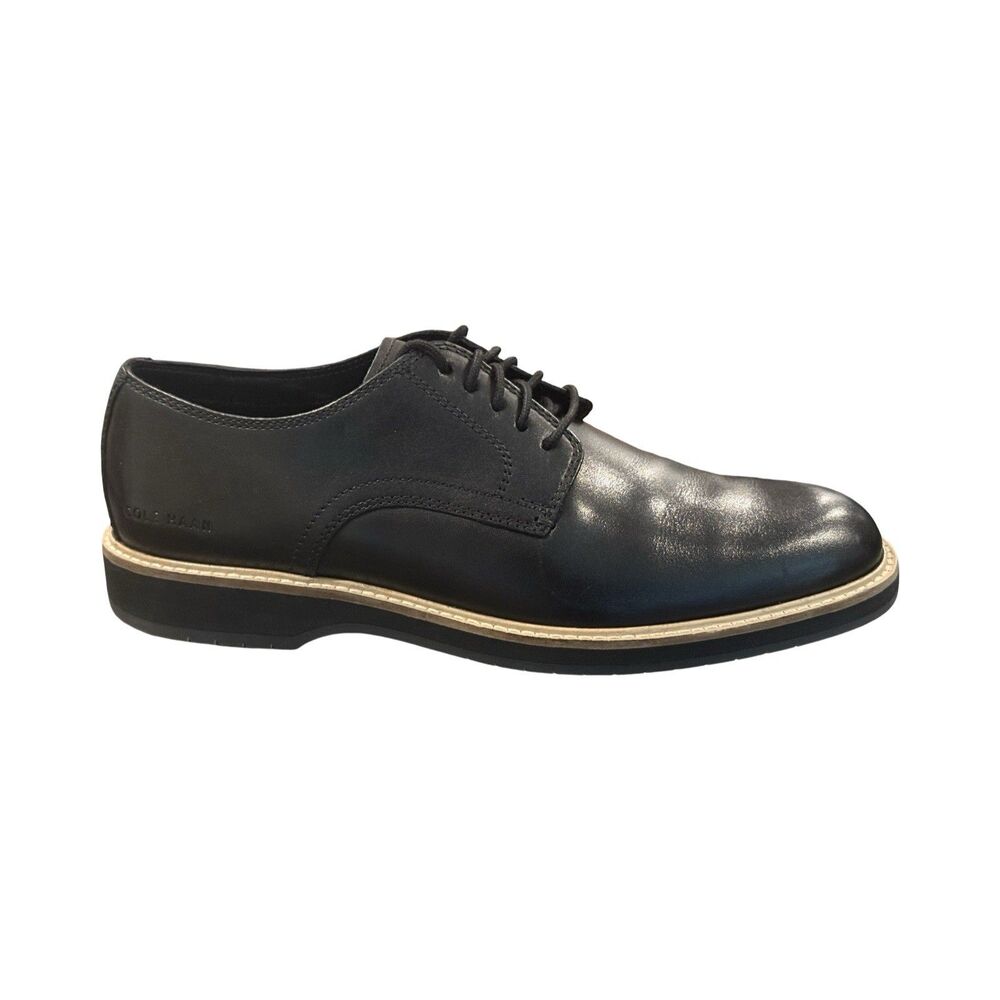 Size 8.5 Cole Haan Morse Grand Plain Toe Oxford Black Leather Mens Shoes C41600
